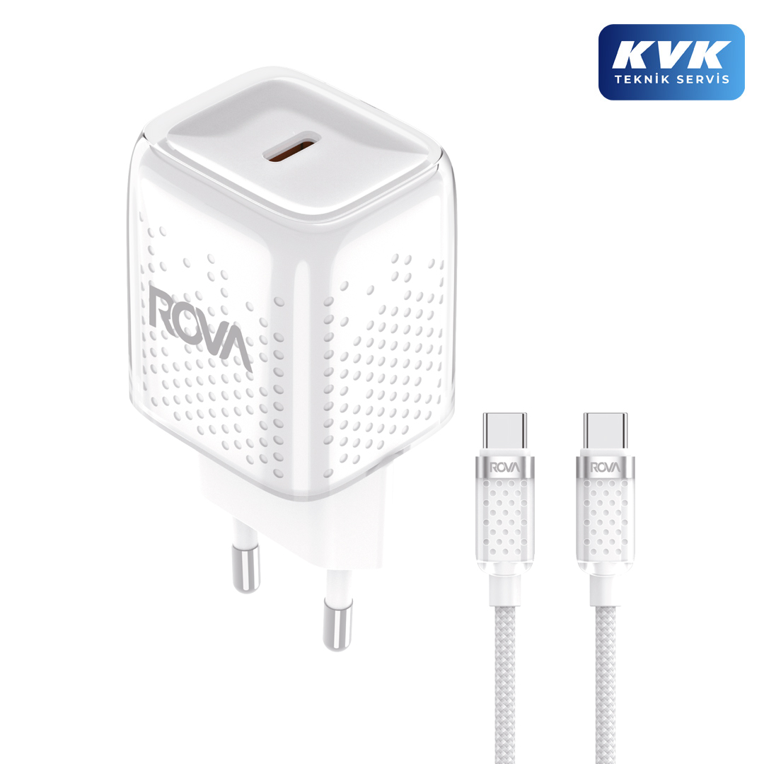 Rova RV-SB126T Type-C Kablolu Şarj Seti GaN Adaptör Rova RV-SB126T Type-C Kablolu Şarj Seti GaN Adaptör