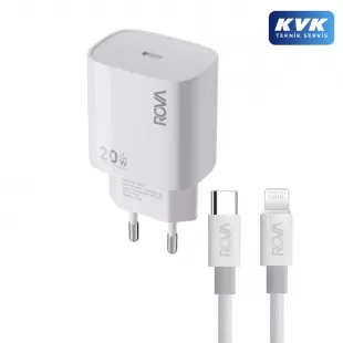 Rova RV-SB127L Lightning Kablolu Şarj Seti Type-C Adaptör