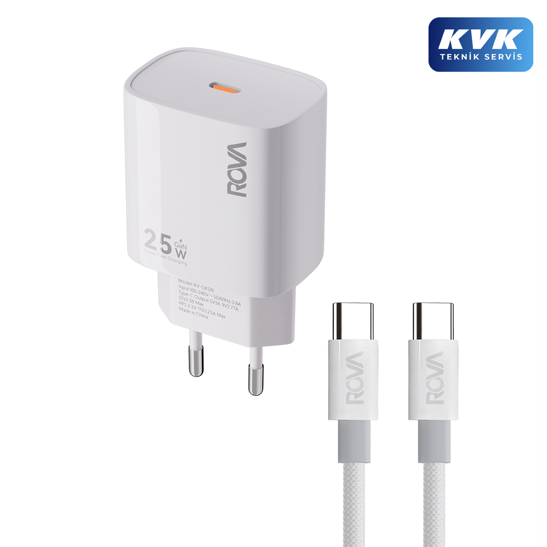 Rova RV-SB128T Type-C Kablolu Şarj Seti Hızlı Şarj Adaptörü Rova RV-SB128T Type-C Kablolu Şarj Seti Hızlı Şarj Adaptörü