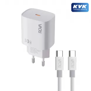 Rova RV-SB129T Type-C Kablolu Şarj Seti Hızlı Şarj Adaptörü