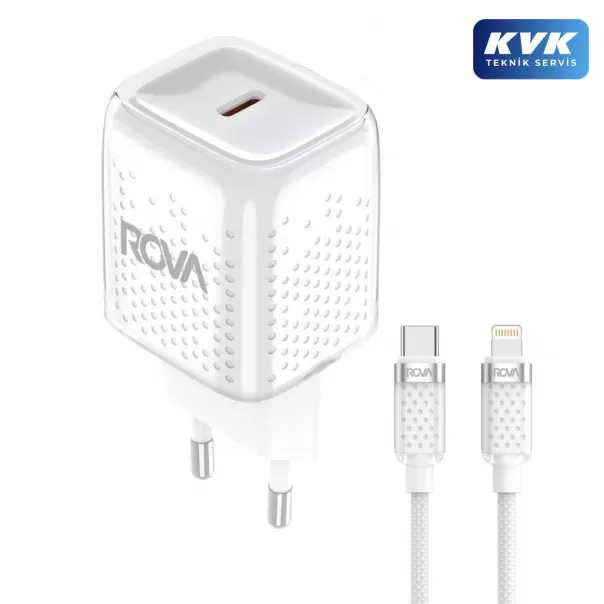 Rova RV-SB131 Lightning Kablolu Şarj Seti Type-C Adaptör Rova RV-SB131 Lightning Kablolu Şarj Seti Type-C Adaptör