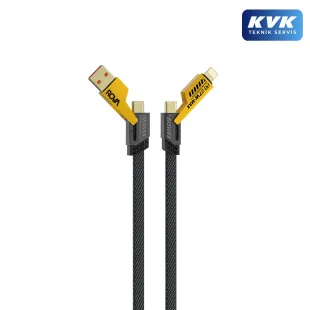 Rova KB221 A + C + L PD 65W PD27W 4 in 1 Kablo - Siyah/Turuncu