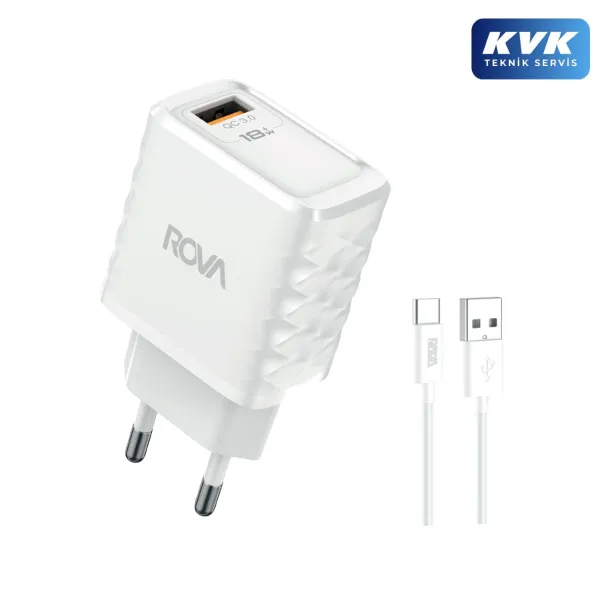 Rova SB113T A Giriş A-T 1M Kablolu Şarj Aleti 18W