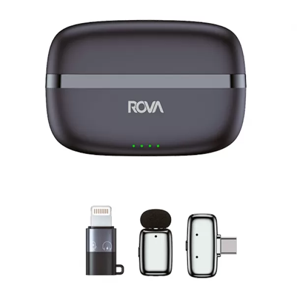 Rova MC102 Kablosuz Yaka Mikrofonu 250mAh Şarj Kutulu Rova MC102 Kablosuz Yaka Mikrofonu 250mAh Şarj Kutulu